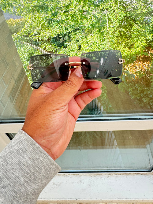 PEAK Black Squared Rimless Sunglasses