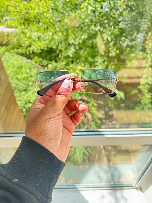 PEAK Floral Squared Rimless Sunglasses