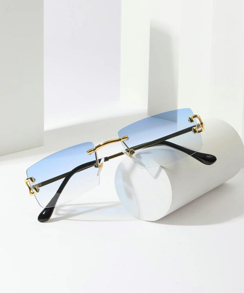 PEAK Floral Squared Rimless Sunglasses